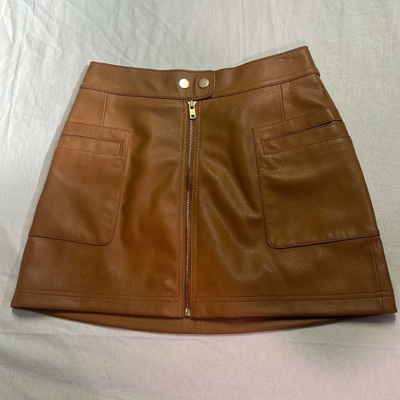 Free People Dresses & Skirts - Free people camel vegan faux leather mini skirt